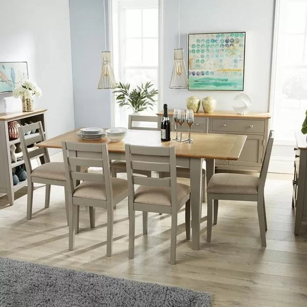 Grey and cream dining table and chairs