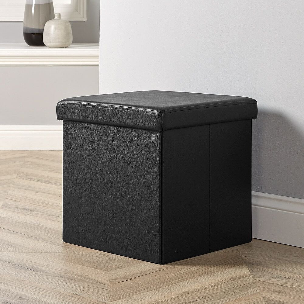 Black Square Folding Ottoman