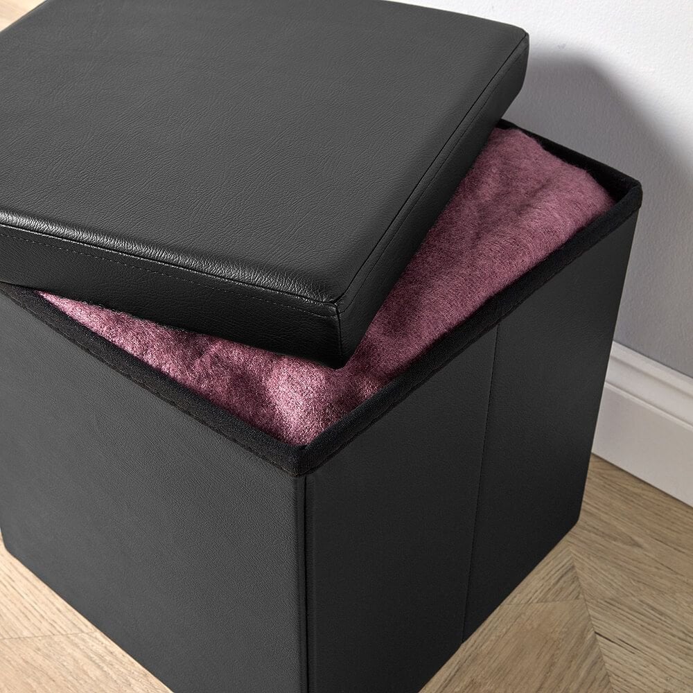 Black Square Folding Ottoman