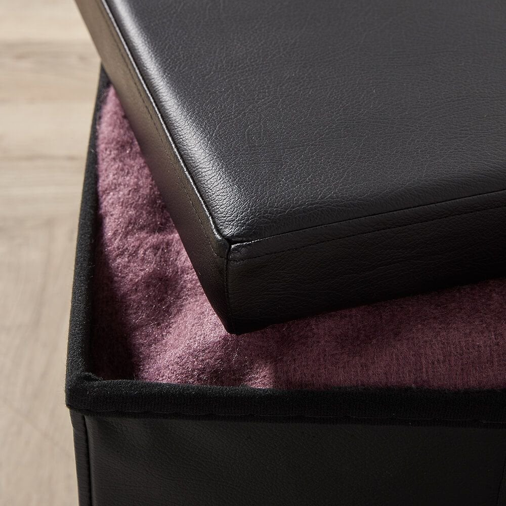 Black Square Folding Ottoman