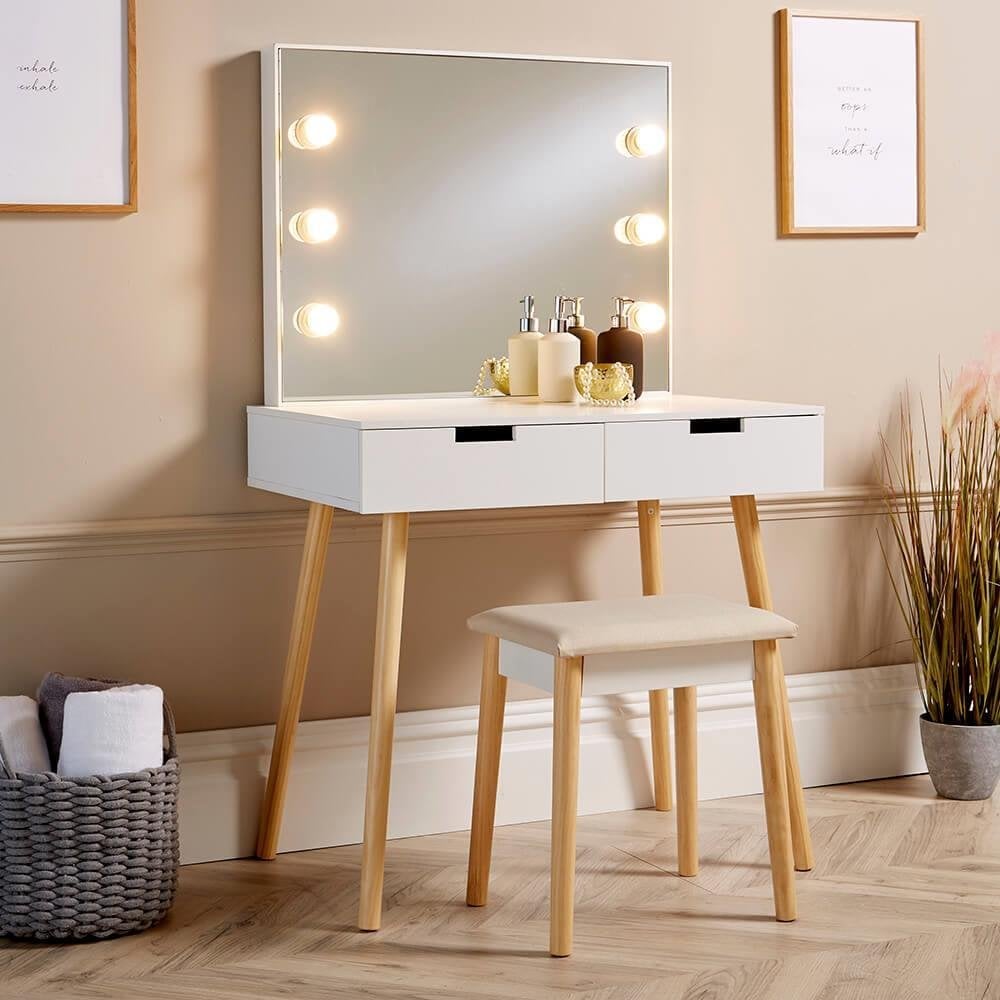 Hollywood White Vanity Dressing Table Set