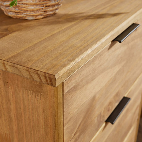 Acadia Solid Pine & Metal Narrow Chest of 4 Drawers