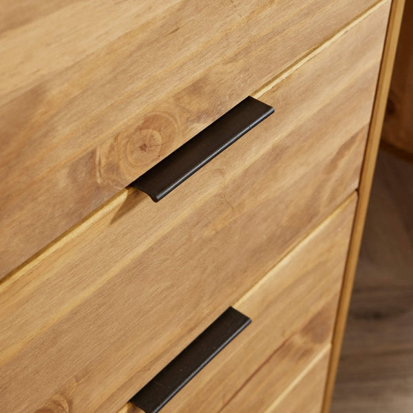 Acadia Solid Pine & Metal Narrow Chest of 4 Drawers