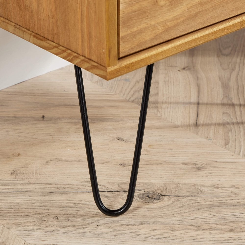 Acadia Solid Pine & Metal Narrow Chest of 4 Drawers