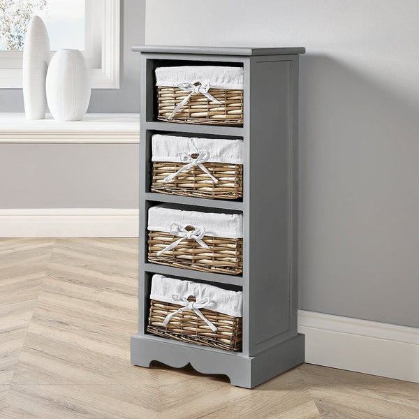 Lichfield 4 Wicker Basket Storage Drawers