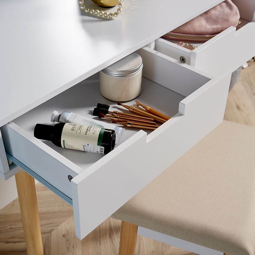 Hollywood White Vanity Dressing Table Set