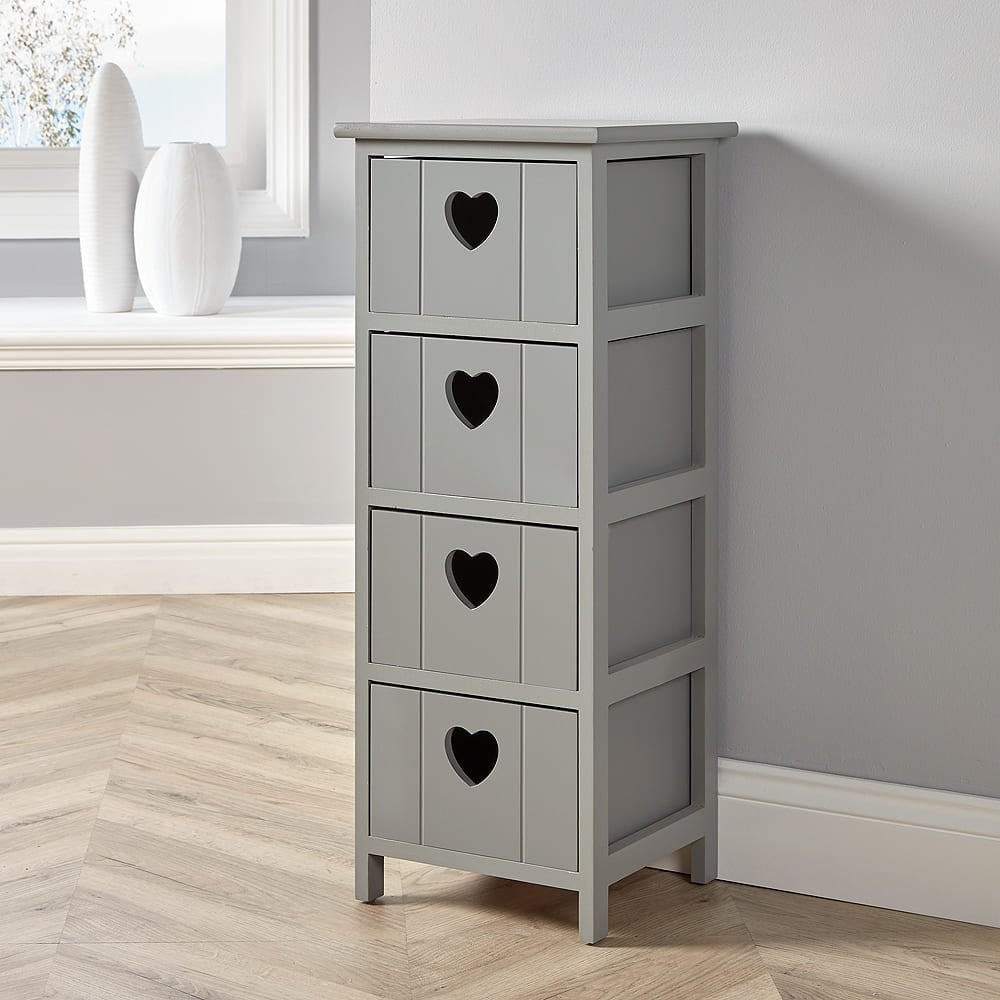 4 Heart Handle Storage Drawers