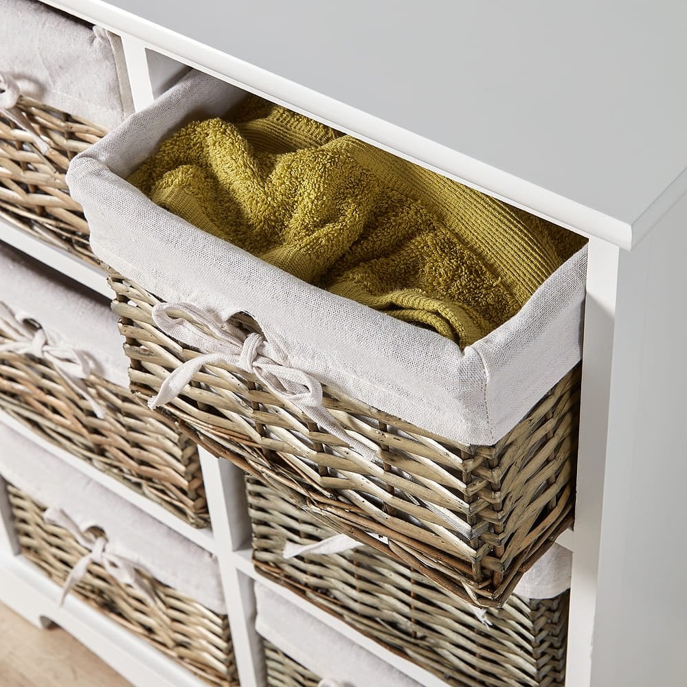 Lichfield 6 Wicker Basket Storage Drawers