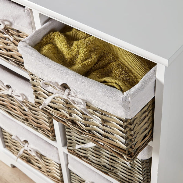 Lichfield 6 Wicker Basket Storage Drawers