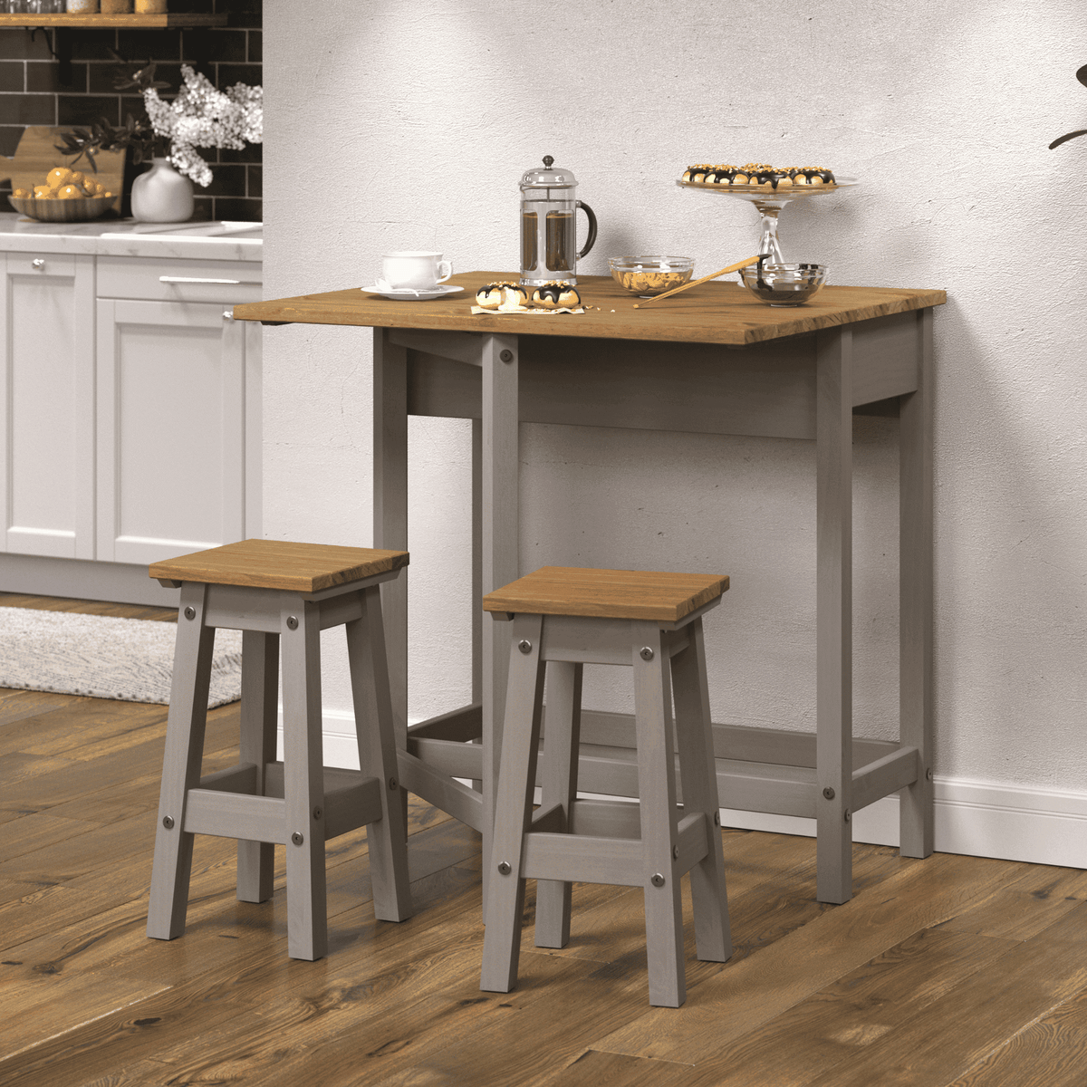 Solid Wood Breakfast Dining Set Stools