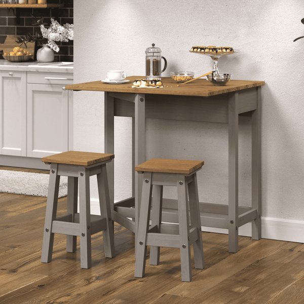Corona Solid Wood Breakfast Dining Set with Stools