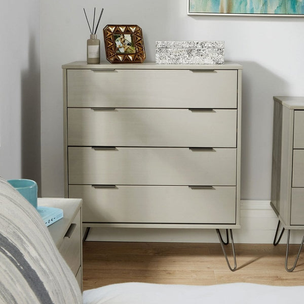 Acadia Solid Pine & Metal Chest of 4 Drawers