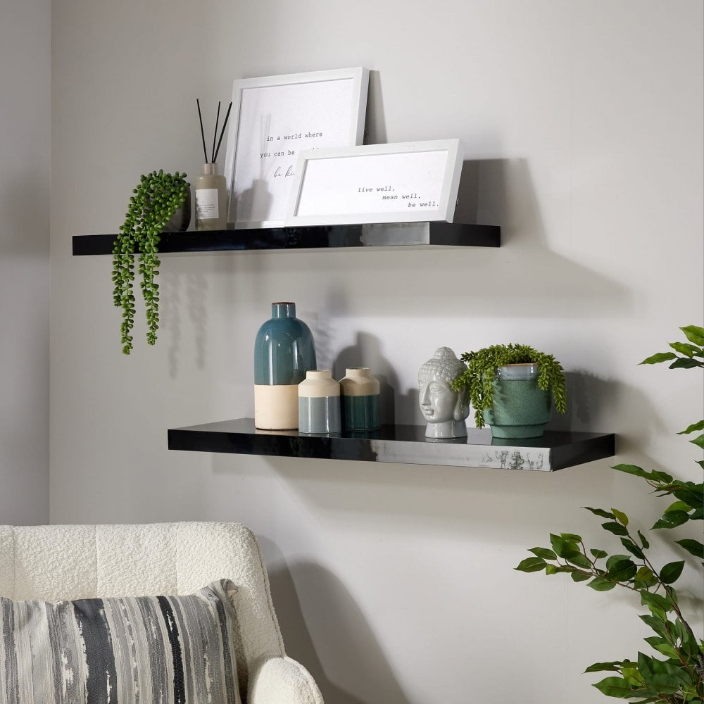 Pair of Cloud Gloss Floating Wall Shelves