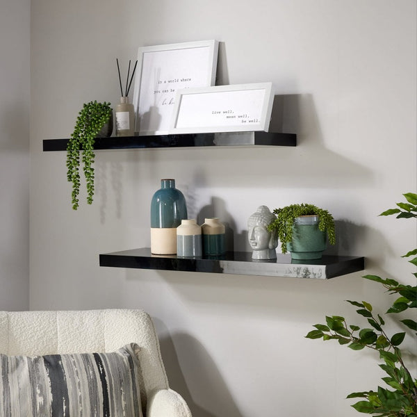 Pair of Cloud Gloss Floating Wall Shelves