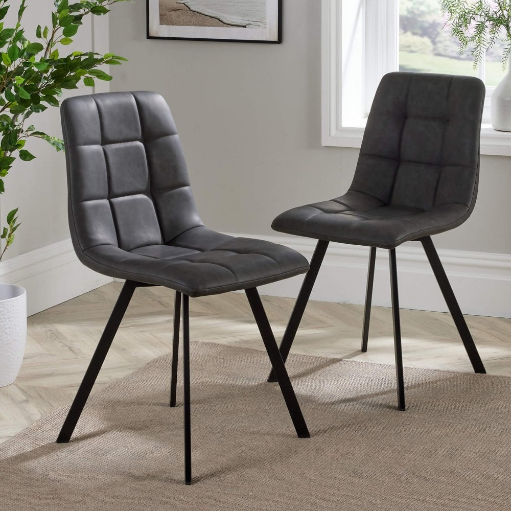 Leia Pair of Dining Chairs Grey