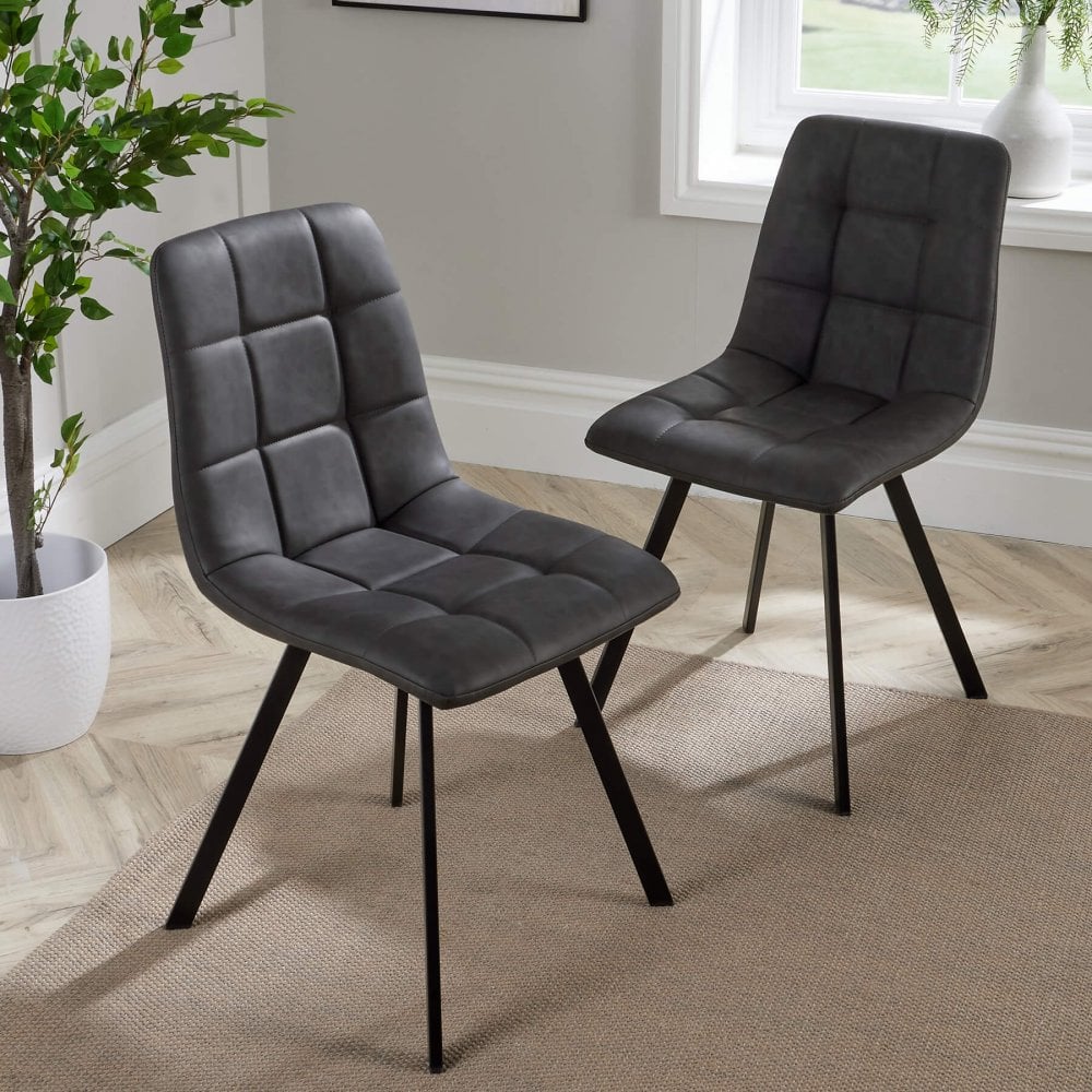 Leia Pair of Dining Chairs Grey