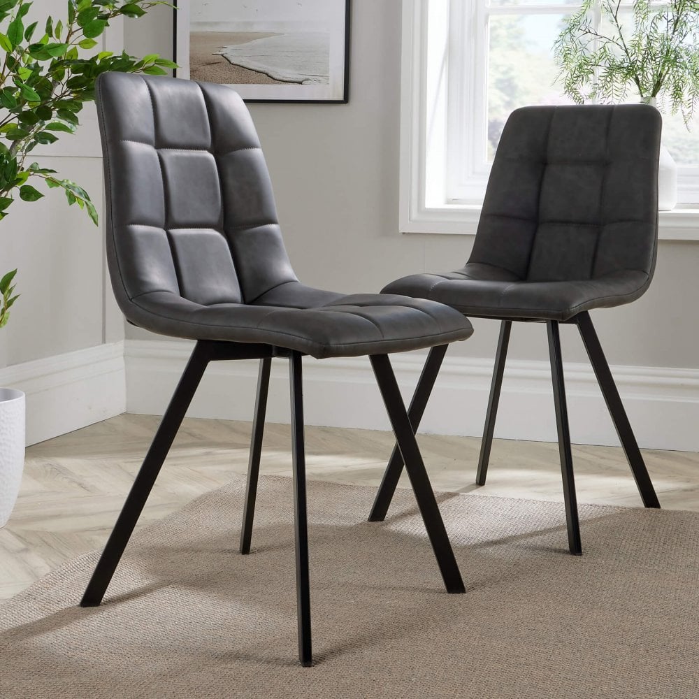 Leia Pair of Dining Chairs Grey