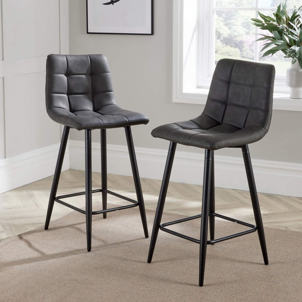 Galena Pair Bar Stools Grey