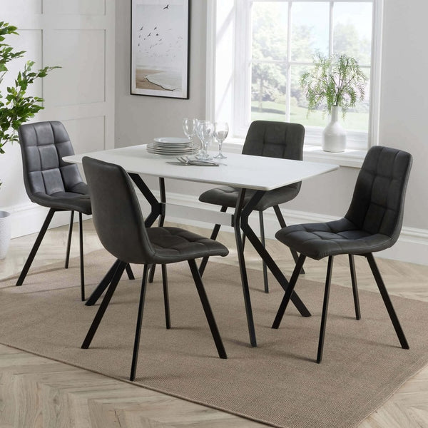 Luxor Dining Set & 4 Grey Chairs