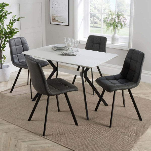 Luxor Dining Set & 4 Grey Chairs