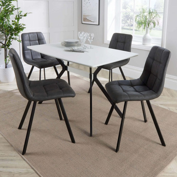 Luxor Dining Set & 4 Grey Chairs