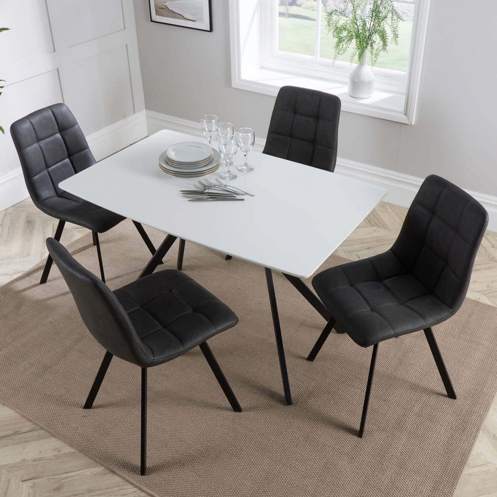 Luxor Dining Set & 4 Grey Chairs