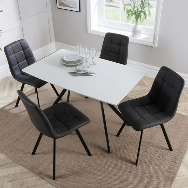 Luxor Dining Set & 4 Grey Chairs