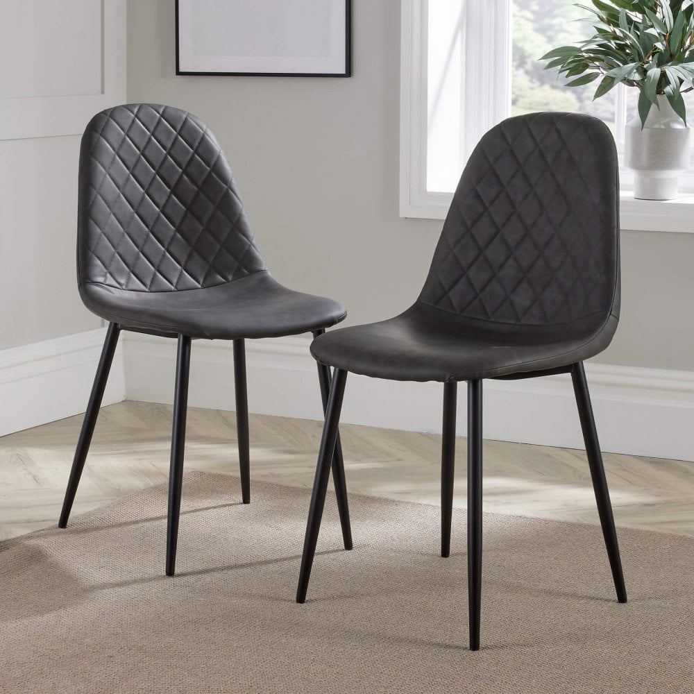 Anastasia Grey Pair of Dining Chairs