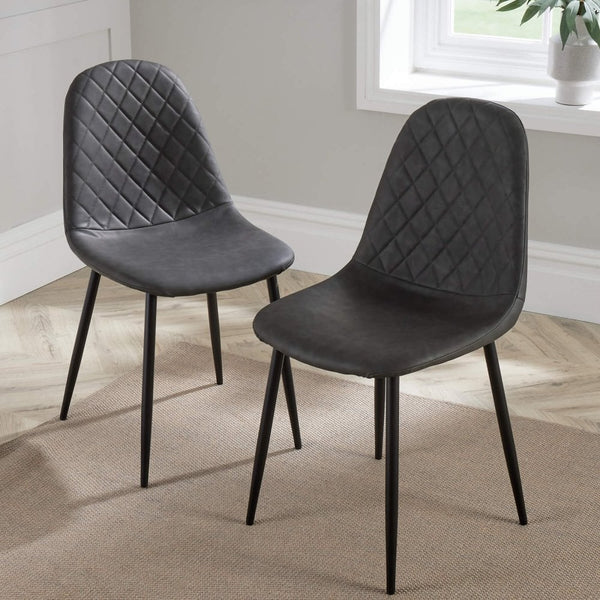 Anastasia Grey Pair of Dining Chairs