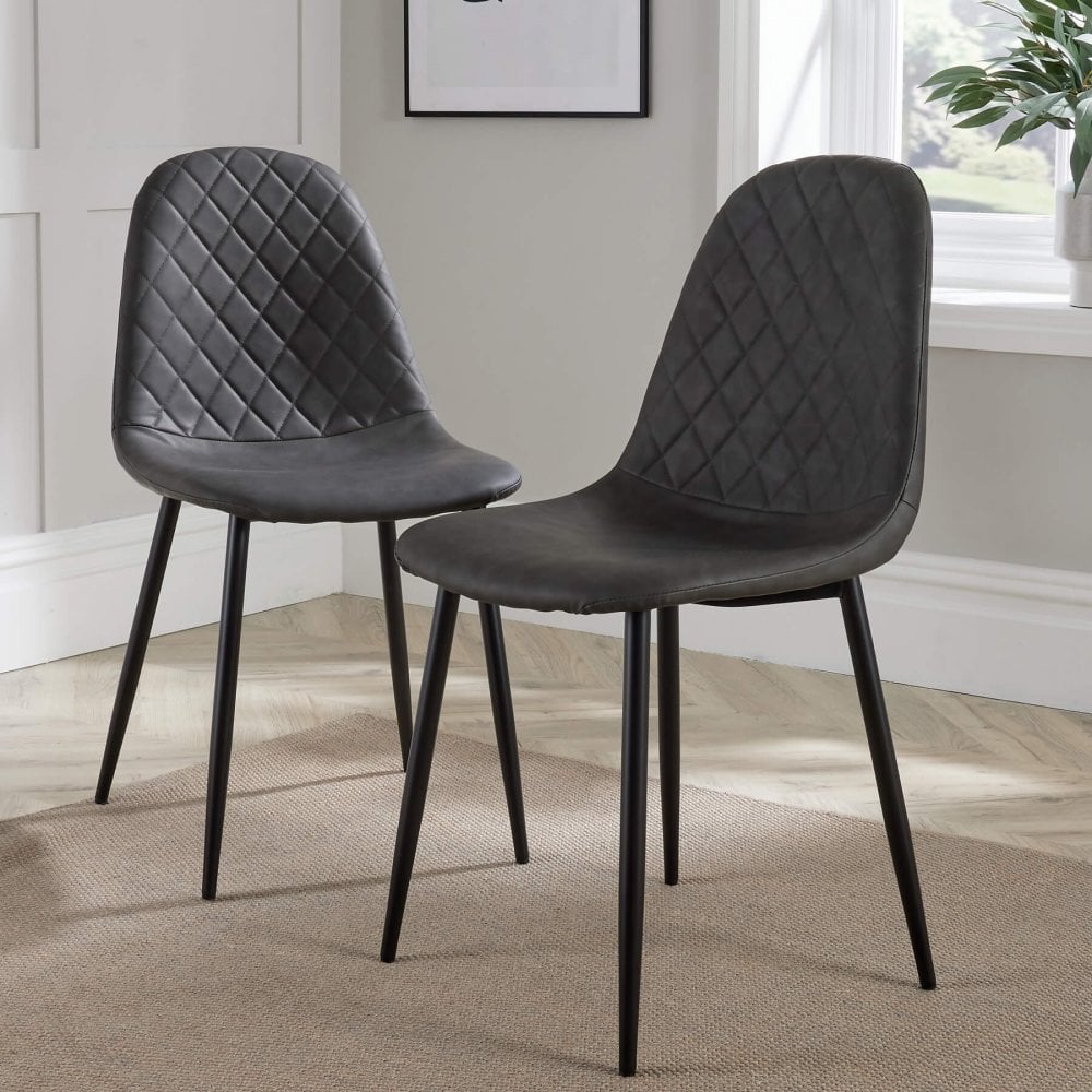 Anastasia Grey Pair of Dining Chairs