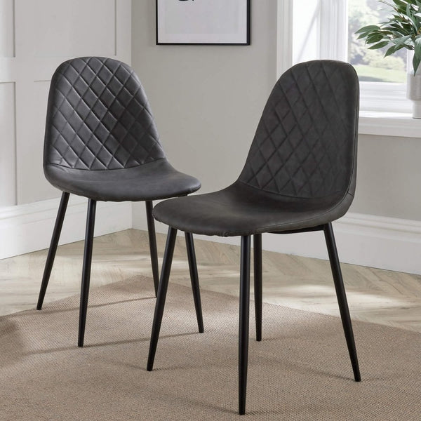 Anastasia Grey Pair of Dining Chairs