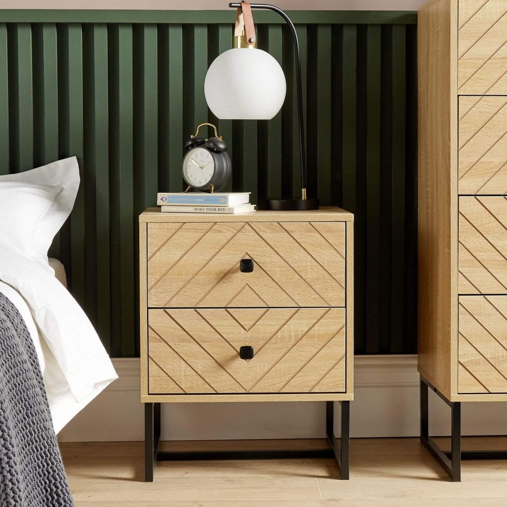 Aztec 2 Drawer Bedside