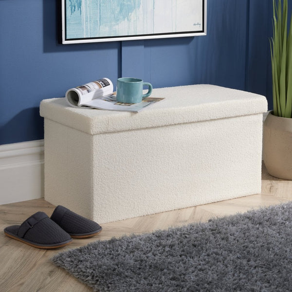 Teddy Fur Boucle Folding Ottoman