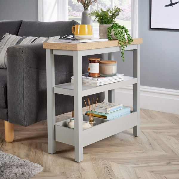 Avon Slim Side Table with Shelves