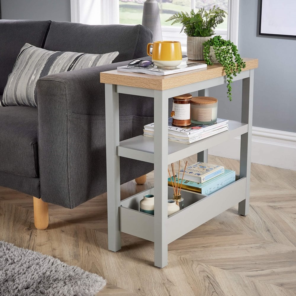 Avon Slim Side Table with Shelves