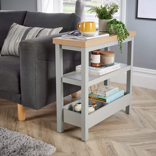 Avon Slim Side Table with Shelves
