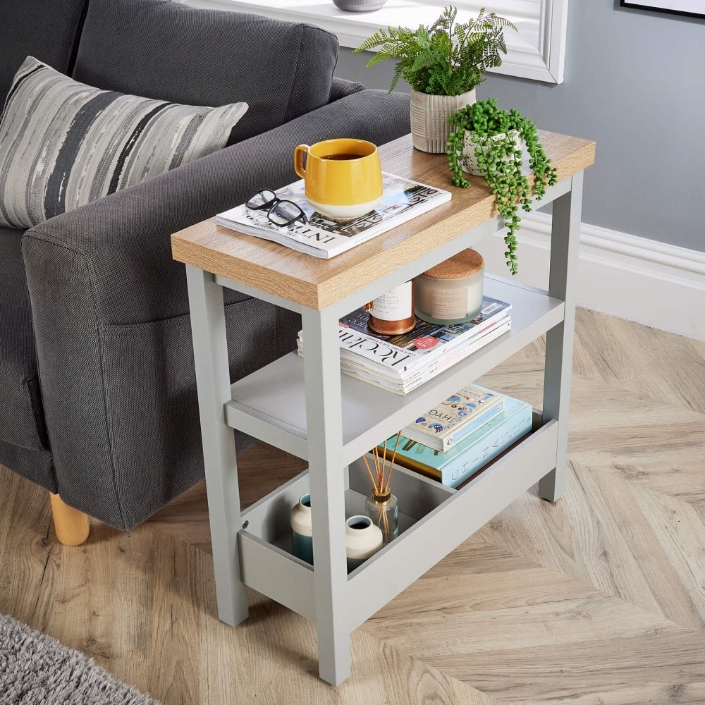 Avon Slim Side Table with Shelves