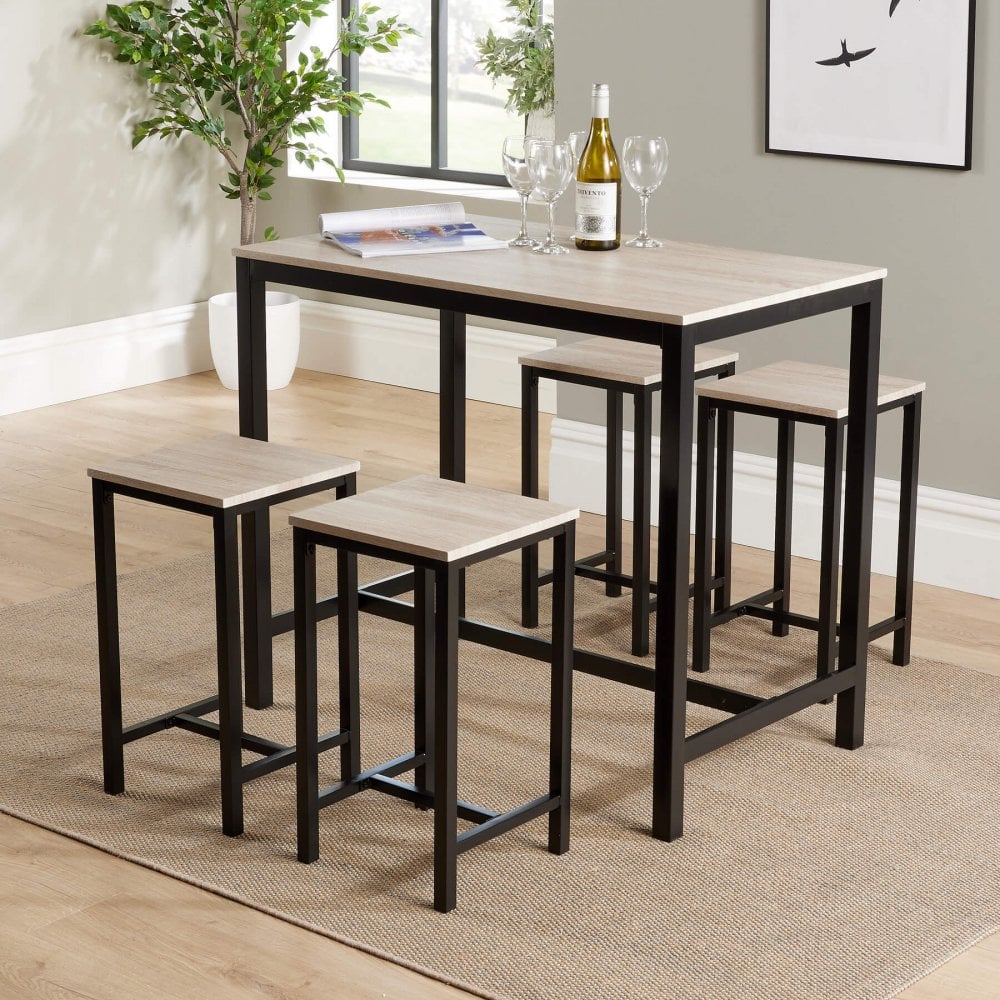 Nicosia Dining Table and Bar Stool Set