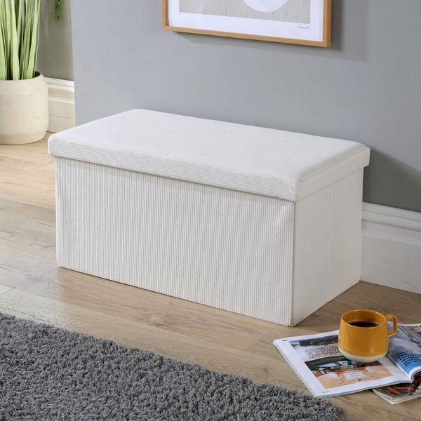 Rectangular 76cm Corduroy Folding Storage Ottoman