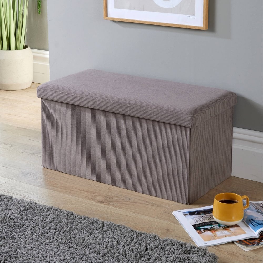 Rectangular 76cm Corduroy Folding Storage Ottoman