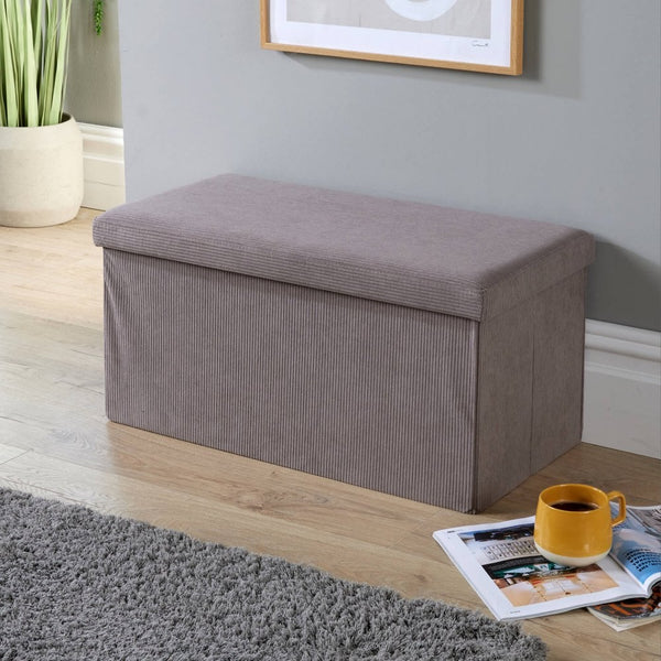 Rectangular 76cm Corduroy Folding Storage Ottoman