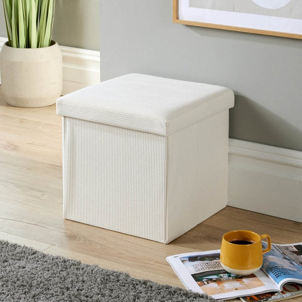 Square 38x38 Corduroy Folding Storage Ottoman