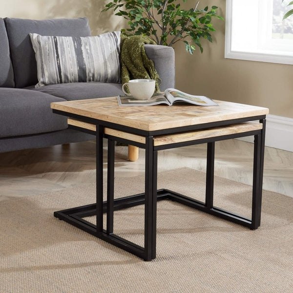 Reno Nest of 2 Solid Mango Wood Square Tables