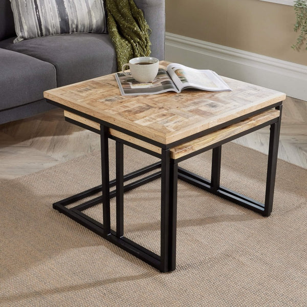 Reno Nest of 2 Solid Mango Wood Square Tables