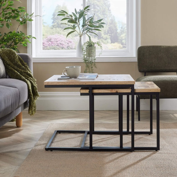 Reno Nest of 2 Solid Mango Wood Square Tables