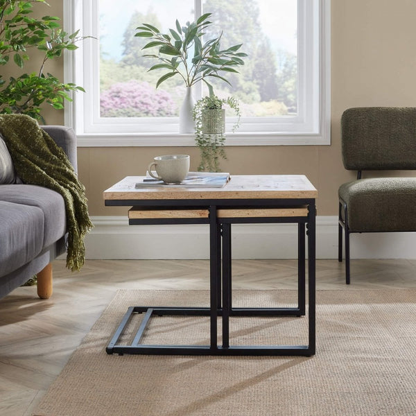 Reno Nest of 2 Solid Mango Wood Square Tables