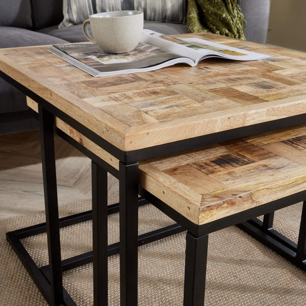 Reno Nest of 2 Solid Mango Wood Square Tables