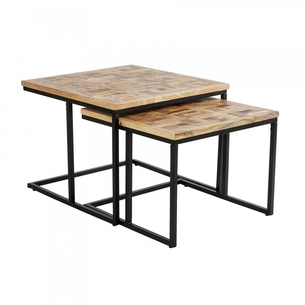 Reno Nest of 2 Solid Mango Wood Square Tables