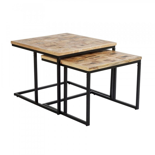 Reno Nest of 2 Solid Mango Wood Square Tables