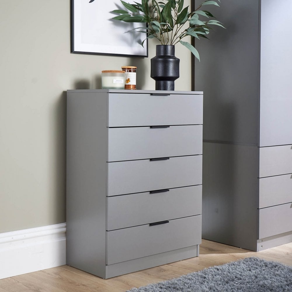 Phoenix Tall Chest of 5 Storage Drawers